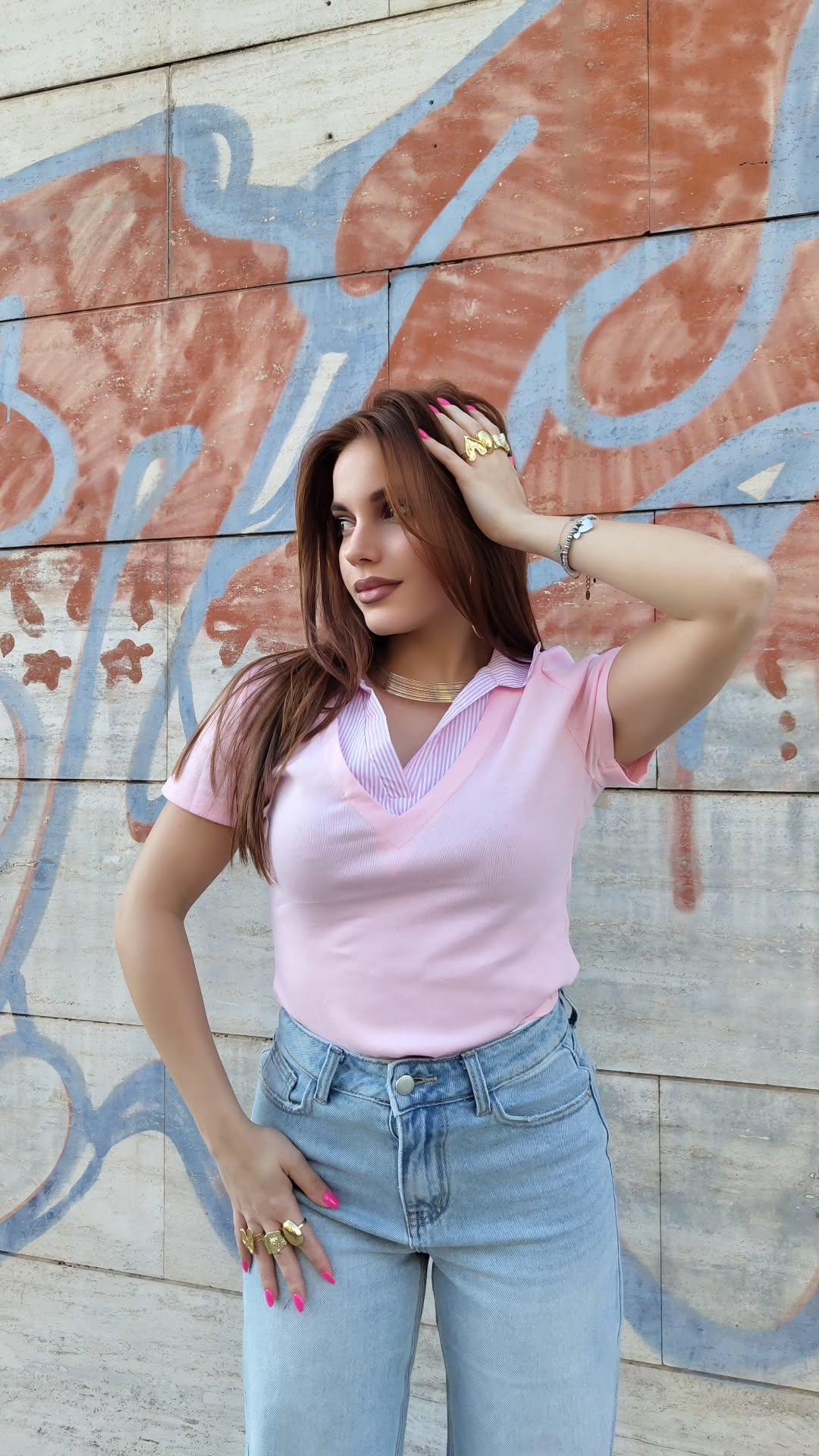 Body Camicia Rosa