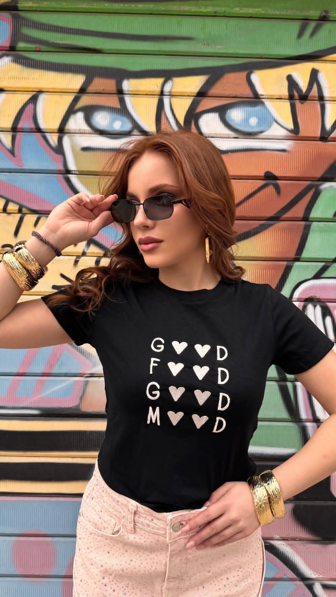 T-shirt Mood nera