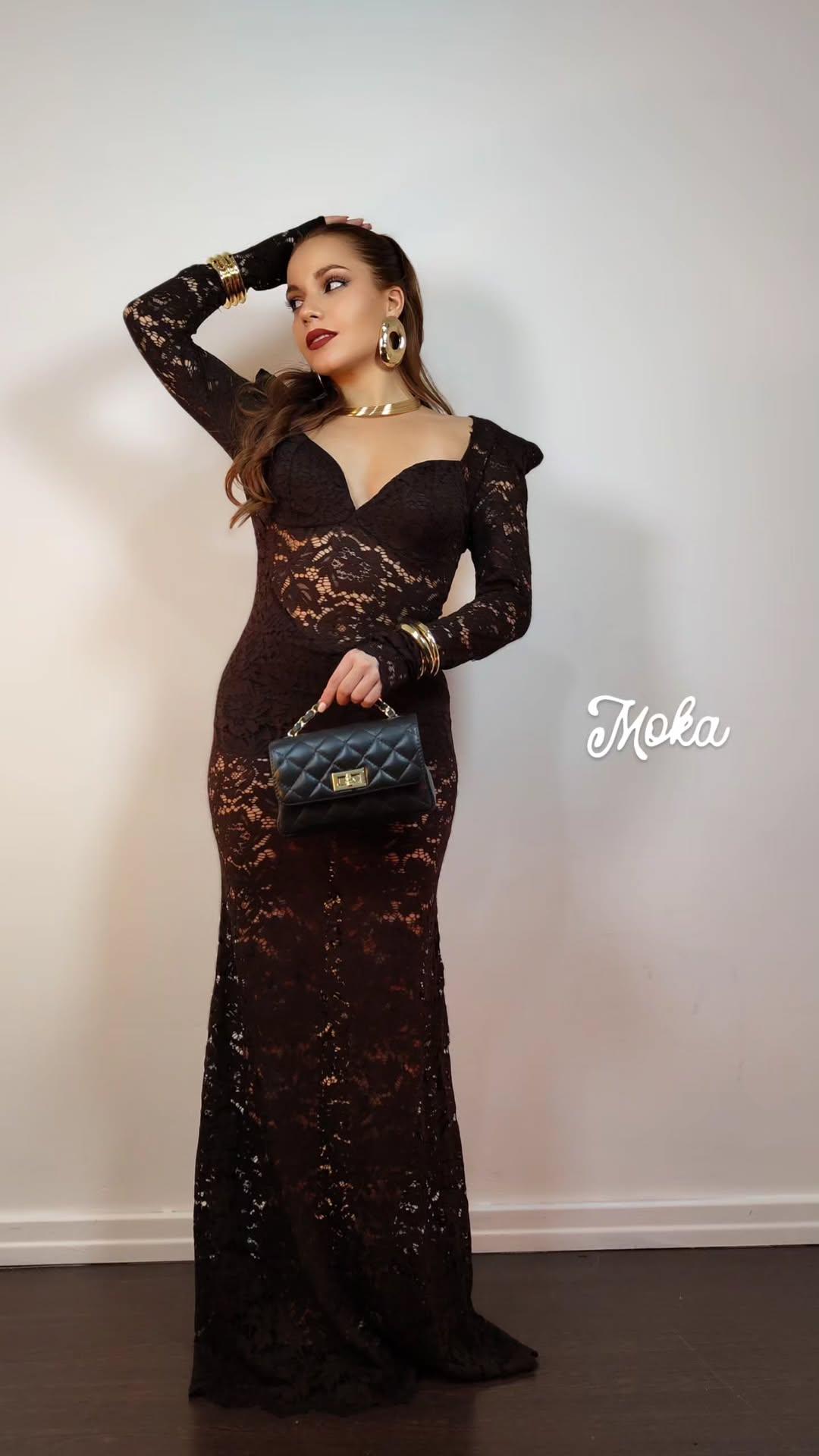 Dress Pizzo marrone